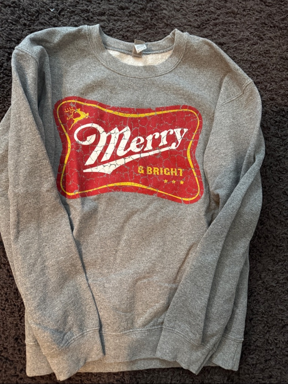 Merry & Bright Grey Holiday Sweatshirt